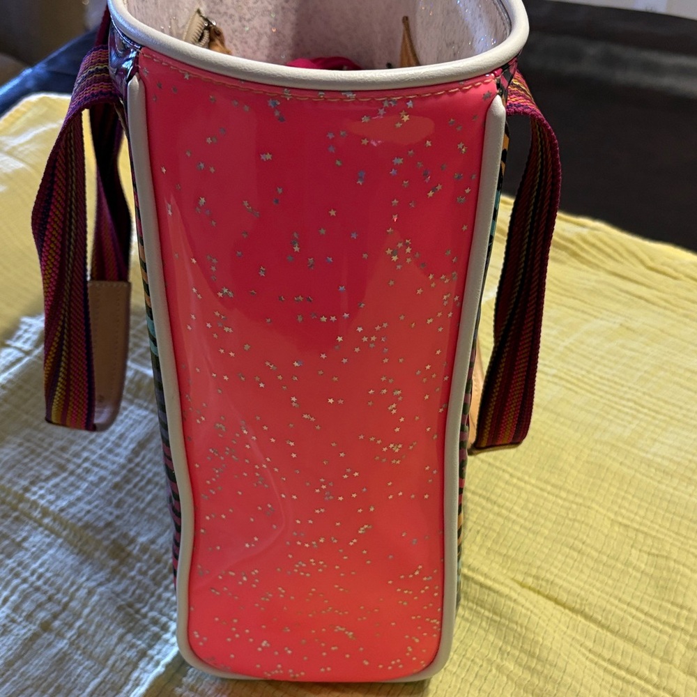 Consuela Zebra Stripe Tote in Pink, Purple, Blue & Peach - Picture 5 of 11